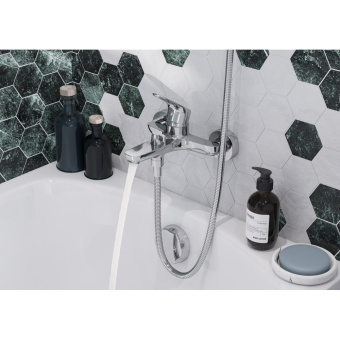 Форт Смеситель для ванны/душа с  душ. аксессуарами, хром  схема на фото в интернет-магазине Пиастрелла