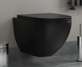 Teramo Унитаз подвесной безободковый с быстросъемным сиденьем микролифт черный матовый VT11104H Vinc