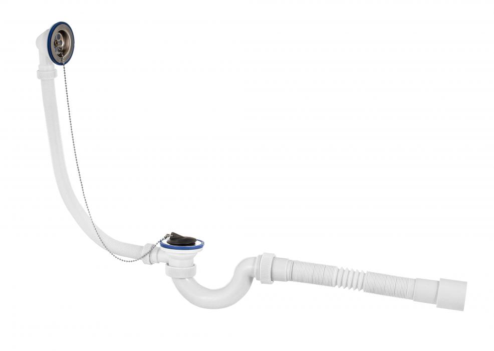 Мини Элит Сифон для ванн с нержавеющими чашками и гибкой трубой VIRPLA