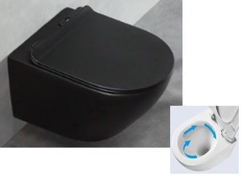 Teramo Унитаз подвесной торнадо безободковый с быстросъемным сиденьем микролифт черный матовый  VT41