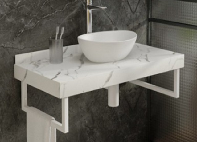 Lukka Столешница под раковину керамогранитная 80 см белый мрамор VT1051H Vinchi