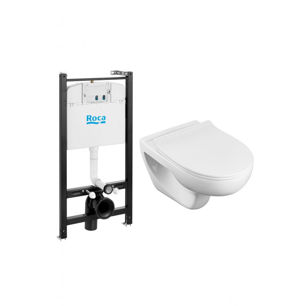 VICTORIA подв. унитаз Rimless+инстал+slim сиден, без кнопки Roca