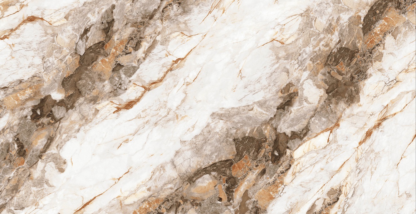 Керамогранит 1200*600 полир.мрамор бело-корич.с зол.прож.(0,72*2 )Кита