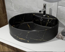 Teramo Раковина для ванной круглая накладная D40 черный мрамор VT49105H Vinchi