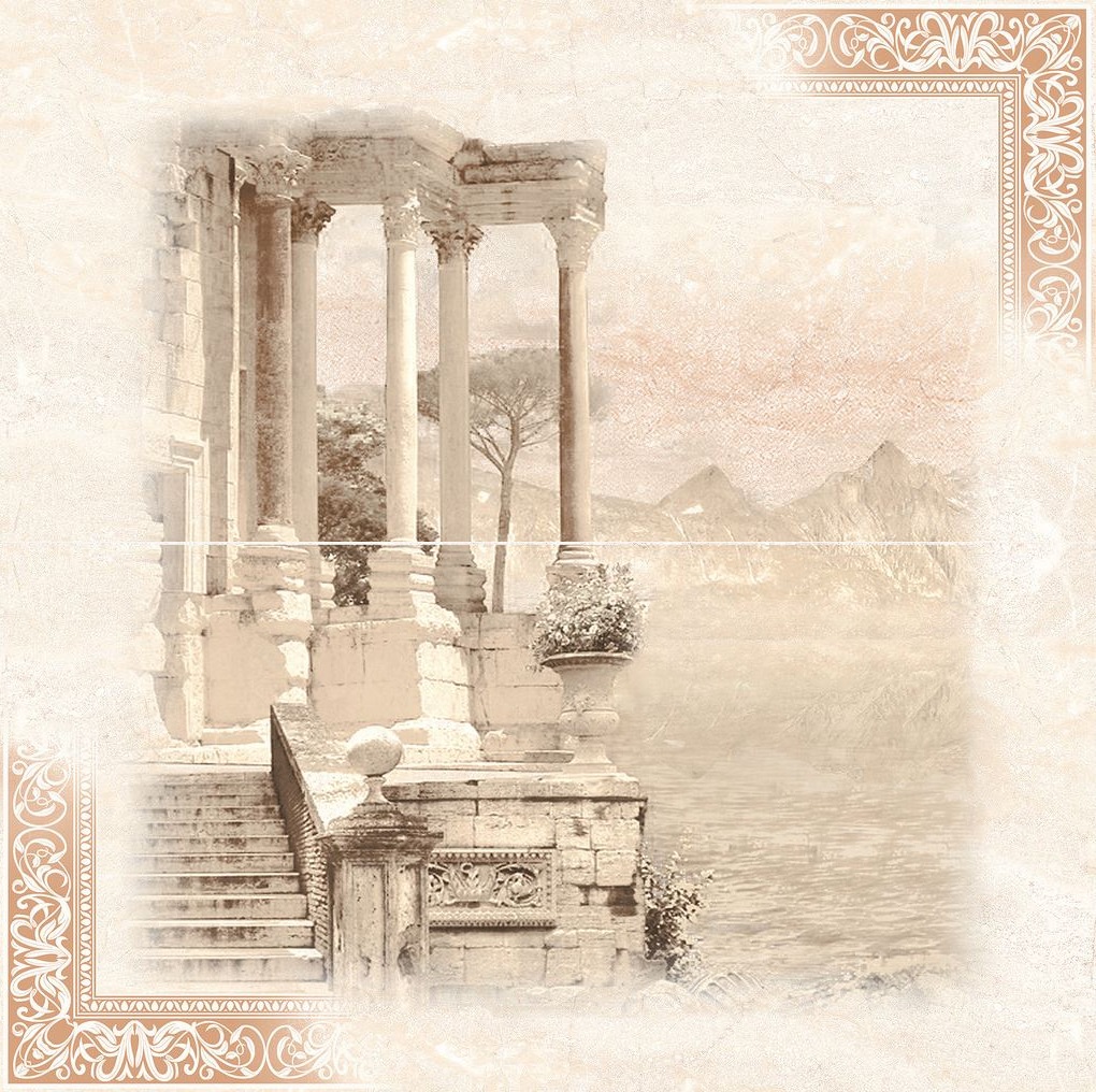 Травертин Адриатика Декор-панно 500*500 (1компл=2шт) (1*4) VINCHI