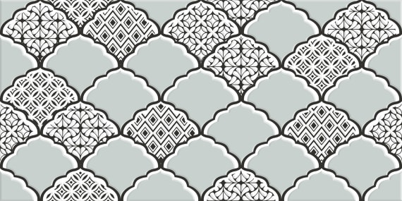 Эллен Декор настенный 198*398 бело-бирюзовый (1*8) Ласселсбергер