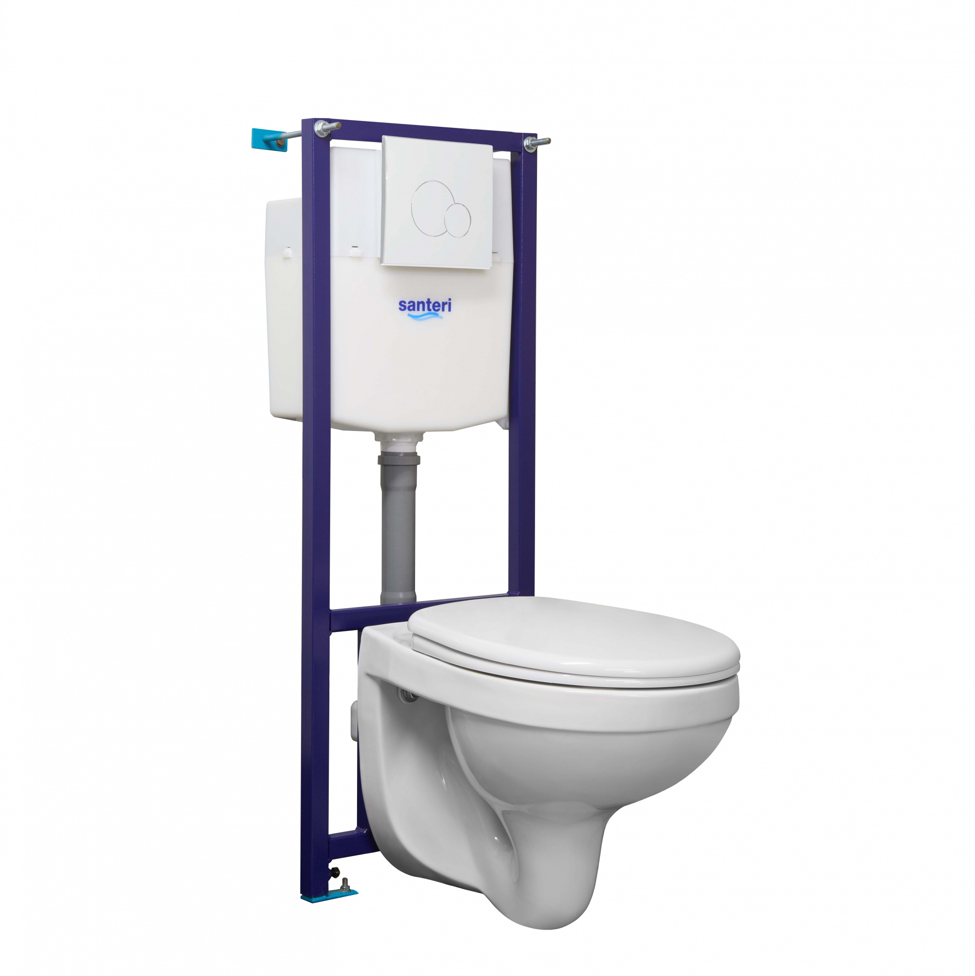 Пэк Альфа (подвес.унитаз с сиденьем полипр,инст,кнопка бел)